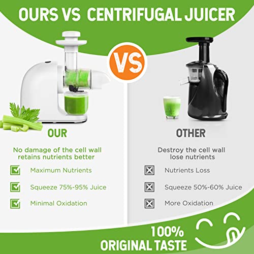  Cold Press Juicer Machine With Ceramic Auger, Slow Masticating Juicer 95% Juice Yield With Reverse Function, Quiet Motor Extractor, Easy To Clean Brush,Fruit Juicer, Vegetable Juicer