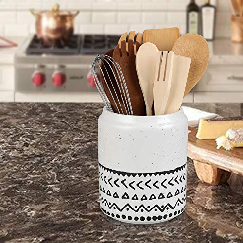  Kopmath Ceramic Utensil Holder For Countertop, Large Utensil Crock, Thick & Sturdy, Dishwasher Safe, Cute Starry-Sky Bohemian, Closure Mouth, Easy To Hold, Cooking Utensils Holder For Kitchen Décor