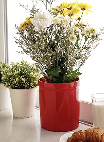  Sweese 811.104 Kitchen Utensil Holder, 7″ Large Porcelain Stable Utensil Caddy With Countertop Counter Utensil Organizer, Cooking Utensil Organizer Caddy For Farmhouse Kitchen Décor, Red