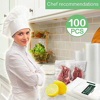  100 Gallon Size 11" X 16"Vacuum Sealer Bags With BPA Free And Puncture Prevention,Vacuum Seal Freezer Bags,Great For Sous Vide Vaccume Sealer PreCut Bags