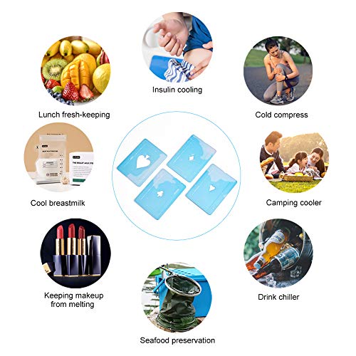  10 X Ice Packs For Lunch Box - Freezer Ice Packs - Slim Long Lasting Cool Packs For Lunch Bags And Cooler, Poker Design (Heart)