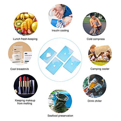  10 X Ice Packs For Lunch Box - Freezer Ice Packs - Slim Long Lasting Cool Packs For Lunch Bags And Cooler, Poker Design (Heart)