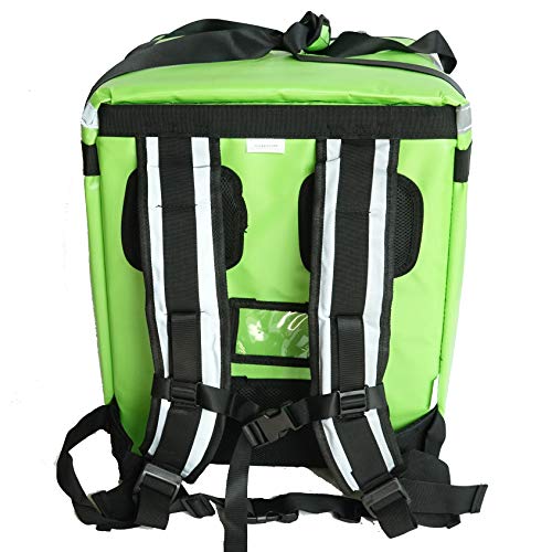  K-76F: Doubledeck Insulated Pizza/Food Delivery Backpack Bag, 16"x 15"x 18",With A Cup Holder. A Glossy Waterproof, Collapsible Food Take-Out Box For Catering, Restaurant Delivery, 76Liters(Green)