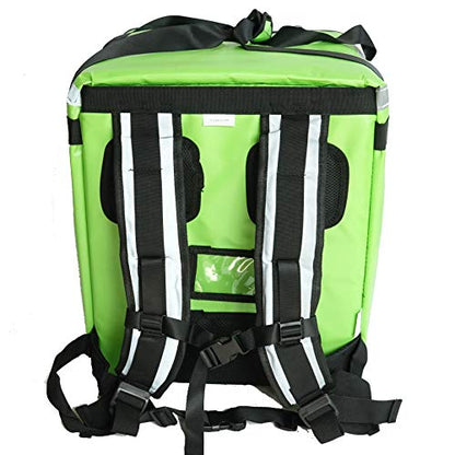  K-76F: Doubledeck Insulated Pizza/Food Delivery Backpack Bag, 16"x 15"x 18",With A Cup Holder. A Glossy Waterproof, Collapsible Food Take-Out Box For Catering, Restaurant Delivery, 76Liters(Green)
