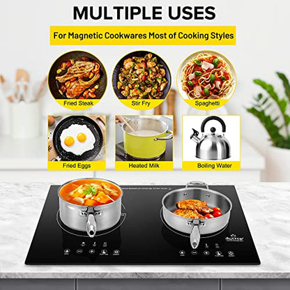  Duxtop 1800W Portable Induction Cooktop 2 Burner, Built-In Countertop Burners With Adjustable Temperature Control, Sensor Touch Induction Burner With Timer And Safety Lock, Easy To Clean, 8620BI/BTK35