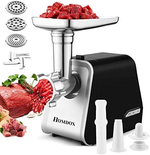  Electric Meat Grinder, 2000W Meat Grinder With 3 Grinders And Sausage Filling Tubes For Home Use, Stainless Steel Sausage Maker/Black