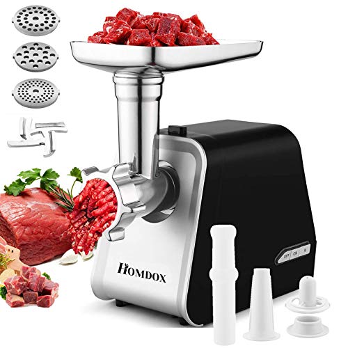  Electric Meat Grinder, 2000W Meat Grinder With 3 Grinders And Sausage Filling Tubes For Home Use, Stainless Steel Sausage Maker/Black