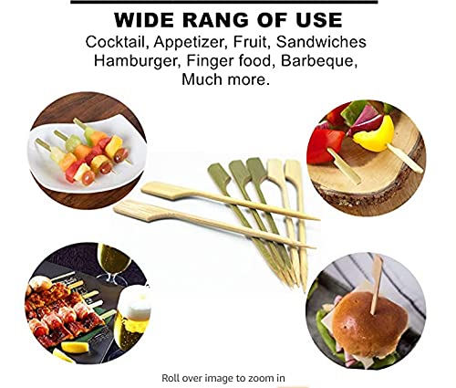  6 Inch(200 Pack) Bamboo Wooden Paddle Picks Skewers For Cocktail，Appetizers，Fruit Kabobs，Sandwich，Barbeque Snacks…