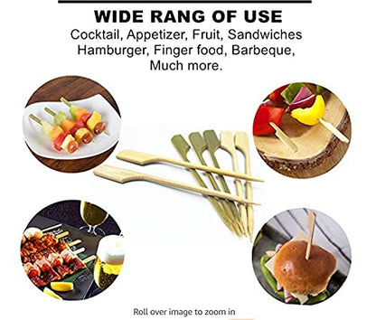  6 Inch(200 Pack) Bamboo Wooden Paddle Picks Skewers For Cocktail，Appetizers，Fruit Kabobs，Sandwich，Barbeque Snacks…