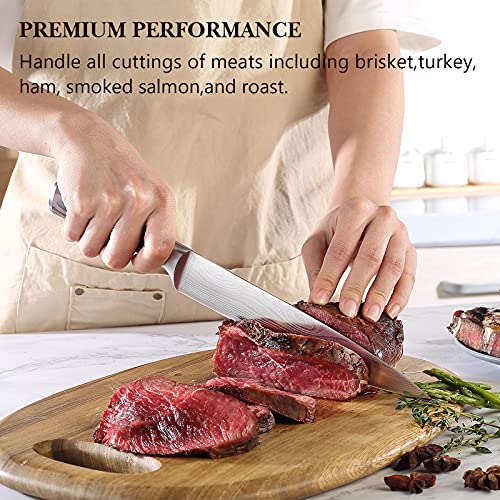  Carving Knife Razor Sharp Slicing Knife, 8 Inch Sushi Knife, High Carbon Stainless Steel Sashimi Knife With Ergonomic Handle For Carving Turkey Cutting Meats, Vegetables And Fruits