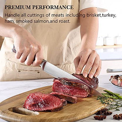  Carving Knife Razor Sharp Slicing Knife, 8 Inch Sushi Knife, High Carbon Stainless Steel Sashimi Knife With Ergonomic Handle For Carving Turkey Cutting Meats, Vegetables And Fruits