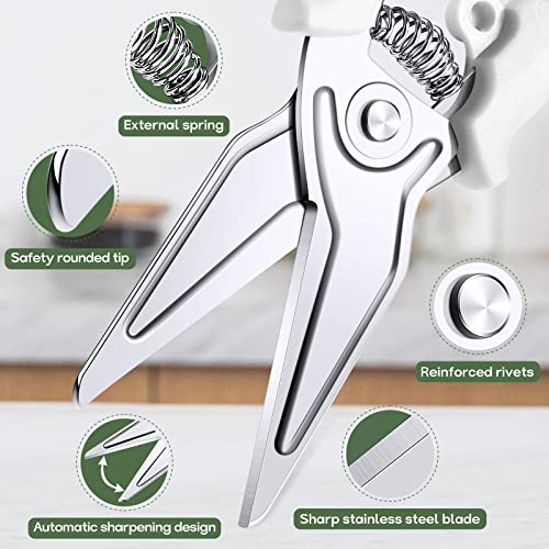 White Kitchen Scissors For Food Heavy Duty Poultry Shears Meat Shears Dishwasher Safe Stainless Steel Cooking Scissors For Chicken Thanksgiving Christmas Day