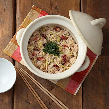  Japanese Donabe Cocer Rice Cooking Pot, 3 Go, 2200cc, White