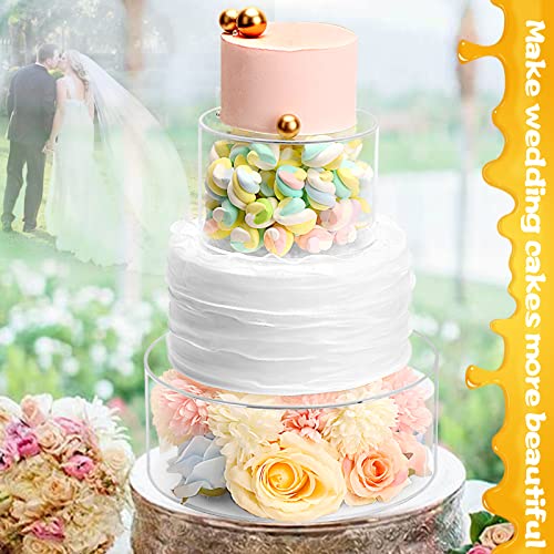  Clear Acrylic Fillable Cake Stand Cake Riser Cake Tier,Round Cake Display Stand,Floating Cake Stand,Cylinder Pedestal Stand,Decorative Centerpiece For Wedding Birthday Party 10x4 Inch,6x4 Inch