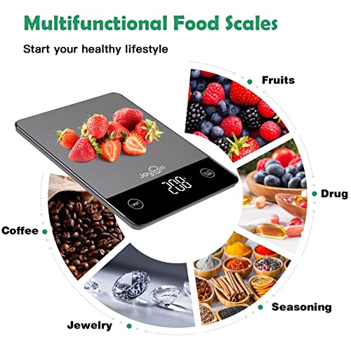  Food Scale, 22lb Digital Kitchen Scale Food Ounces And Grams For Weight Loss, Baking And Cooking, Premium Stainless Steel Food Weight Scale With LED Display, Batteries Included, Black