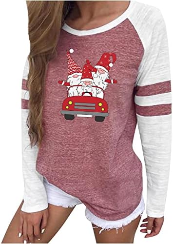  Womens Causal Loose Crewneck Cute Crew Neck Christmas Print Long Sleeve Sweatshirts Loose Tops Pullover Top Streetwear