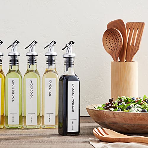  132 Preprinted Minimalist Oil Labels For Bottles, Condiments Labels, Oils And Vinegars Dispenser Stickers, Pantry Labels For Oil Bottles Organization