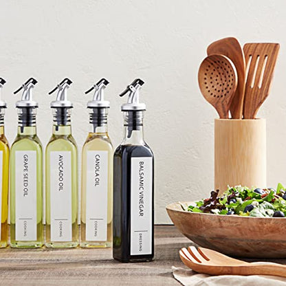  132 Preprinted Minimalist Oil Labels For Bottles, Condiments Labels, Oils And Vinegars Dispenser Stickers, Pantry Labels For Oil Bottles Organization