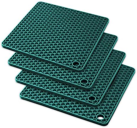  Silicone Trivet Mats - Pot Holders - Drying Mat Our Potholders Kitchen Tools Is Heat Resistant To 440°F, Non-Slip Durable Flexible Easy To Wash And Dry And Contains 4 Pcs By Q's INN.
