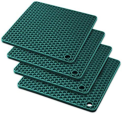  Silicone Trivet Mats - Pot Holders - Drying Mat Our Potholders Kitchen Tools Is Heat Resistant To 440°F, Non-Slip Durable Flexible Easy To Wash And Dry And Contains 4 Pcs By Q's INN.