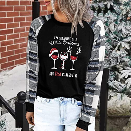  Womens Crewneck Sweatshirt Cute Plus Size Sweatshirts Long Sleeve Crew Neck Christmas Print Pullover Top Fall Clothes