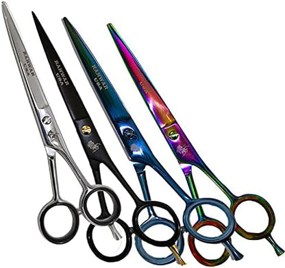  RAHWAR Professional Hair Cutting Scissor Shear (7.0 Inches) 440c Janapnese Stainless Steel Hairdressing Barber Scissor, Extra Sharp Hair Cutting Scissor For Men/Women With Free Leather Case (Multi)