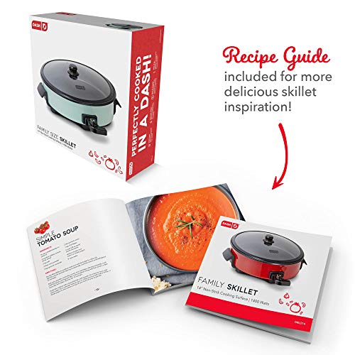 Dash Family Size Electric Skillet With 14 Inch Nonstick Surface + Recipe Book For Pizza, Burgers, Cookies, Fajitas, Breakfast & More, 20 Cup Capacity, 1400-Watt - Red
