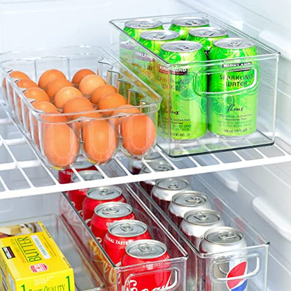  2 Pack Stackable Plastic Storage Organizer Container Bin, Stackable Storage Bins With Handler For Refrigerator, Pantry (10" X 6" X 5")