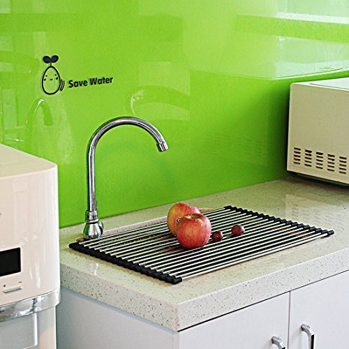  Roll Up Dish Drying Rack Over The Sink Dish Drying Rack Dish Racks For Kitchen Counter Dish Rack Over Sink Camper Accessories Dish Drying Rack (Black, 13.8''Wx17.7''L)