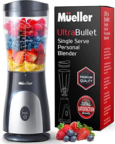  Ultra Bullet Personal Blender For Shakes And Smoothies With 15 Oz Travel Cup And Lid, Juices, Baby Food, Heavy-Duty Portable Blender & Food Processor, Black