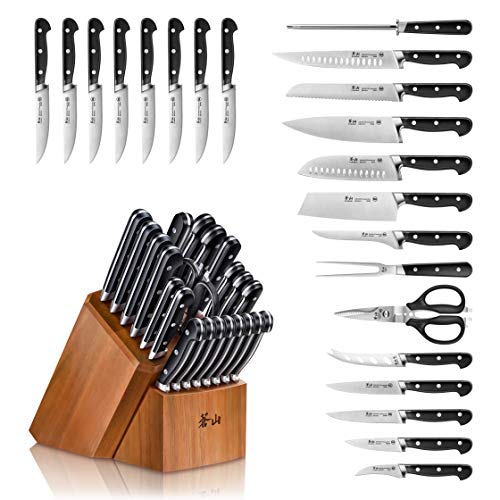  V2 Series 1024128 German Steel Forged 23-Piece Knife Block Set, Acacia