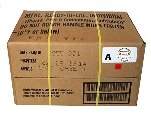  MRE 2019 Inspection Date Case, 12 Meals With 2019 Inspection Date, 2016 Pack Date. Military Surplus Meal Ready To Eat. (A-Case)