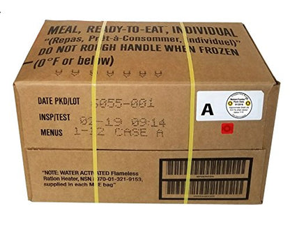  MRE 2019 Inspection Date Case, 12 Meals With 2019 Inspection Date, 2016 Pack Date. Military Surplus Meal Ready To Eat. (A-Case)