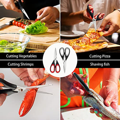  Kitchen Scissors,kitchen Shears Heavy Duty Dishwasher Safe,Stainless Steel Sharp Utility Food Cooking Scissors Multipurpose With Cover Cutting Meat, Poultry, Vegetables, Fish,2 Pack
