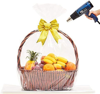  32x40 Inch, Easter Basket Cellophane Shrink Bags,  Shrink Wrap Bags Large, Clear, 5 Packs