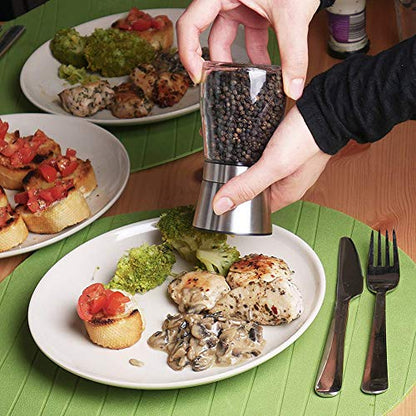  Heaven2017 Spices Salt Pepper Mill Glass Manual Grinder Shakers Set