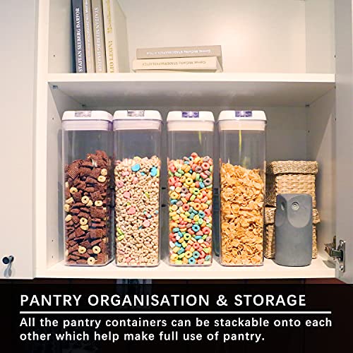  Umyton Airtight Food Storage Containers - 4Pcs - Pantry Organization And Storage- BPA-Free - Cereal Containers Storage Set - For Cereal, Corn Flakes, Pasta, Spaghetti, Sugar & Flour