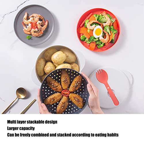  Steaming Container, Microwave Rice Cooker Multi Layer Stackable Double Ear Handle 2L For Home