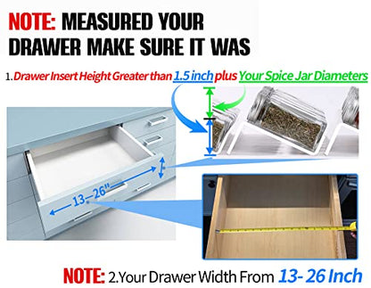  Spice Drawer Organizer, 4 Tiers 2 Set Clear Acrylic Slanted In Drawer Seasoning Jars Insert, Expandable From 13" To 26", Hold Up 56 Spice Jars Kitchen Drawer Countertop Rack Tray (Jars Not Include)