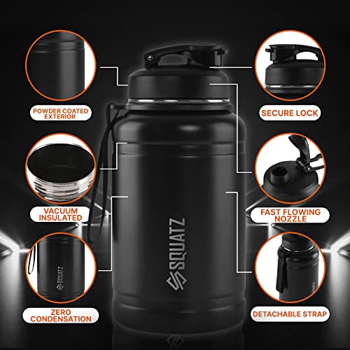  74 Oz Neptune Series Steel Water Bottle, Stainless Double Wall Vacuum Insulated Jug With Handle Strap, Large Capacity Leak Proof Wide Mouth Thermos For Gym, Travel, Hiking, And Camping