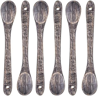 Karma Long Handle Tasting Spoons Set - Long Handle Spoons For Cooking - Wood Kitchen Utensils - Wood - Set Of 4