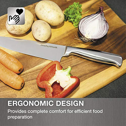 Morphy Richards Accents Knife Block, Satin, Stainless Steel Finish, 5 Piece, Std, Translucent Black