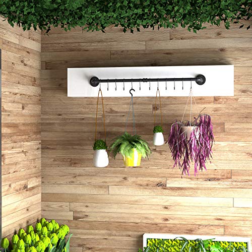  OROPY 39 Inch Pot Bar Rack Wall Mounted Detachable Pans Hanging Rail Kitchen Lids Utensils Hanger With 14 S Hooks Black