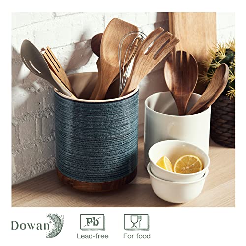  Utensil Holder, 360° Rotating Extra Large Utensil Holder, Utensil Holder For Kitchen Counter, Utensil Crock, 7.6'' Ceramic Stable Utensil Caddy, Farmhouse Kitchen Decor, Mothers Day Gifts