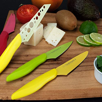  / 4.5" Cheese Knife With Sheath, Colorful Knife, Swiss-Cheese-Holes In Blade Prevent Sticking, Fun Cheese Knives