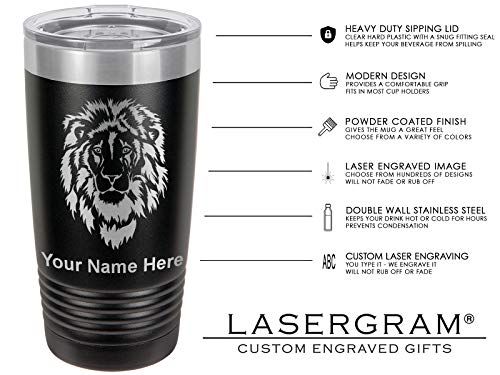  20oz Vacuum Insulated Tumbler Mug, Horse Head 1, Personalized Engraving Included (Black)