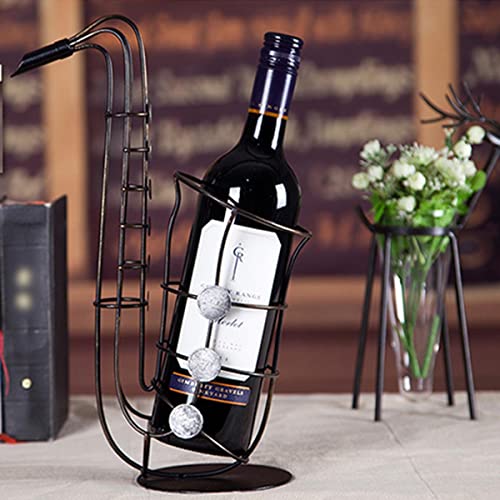  Saxophone Free StandingTabletop Wine Racks, Creative Metal Wine Bottle Holder, Collectible Figurines Wine Shelf Gifts For Wine Lovers, Home Interior Kitchen Bar Decorations