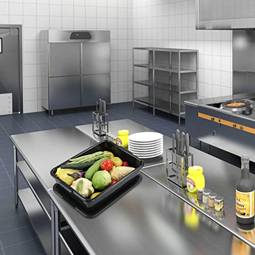  Pack Of 3 Food Service Bus/Utility Tote Box With Lid, Plastic Restaurant Dish Tub, 13 L, Black
