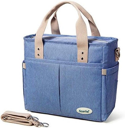  Insulated Lunch Bag, Extra Large Lunch Tote Bag With Removable Shoulder Strap, Durable Reusable Cooler Lunch Box Bag With Side Pockets, Tall Drinks Holder For Women Men Work, Black