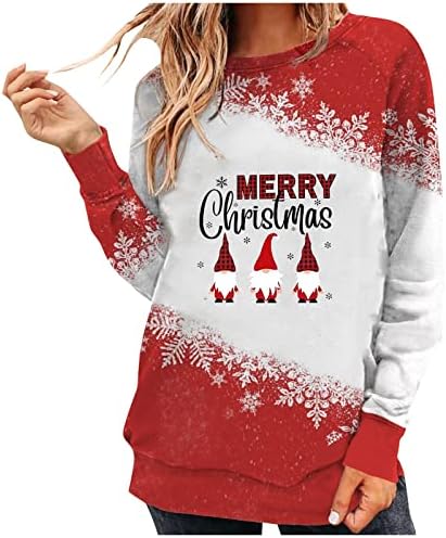  Pullover Sweatshirts For Women Fall Fashion Christmas Print Long Sleeve Sweatshirts Loose Tops Pullover Top Streetwear